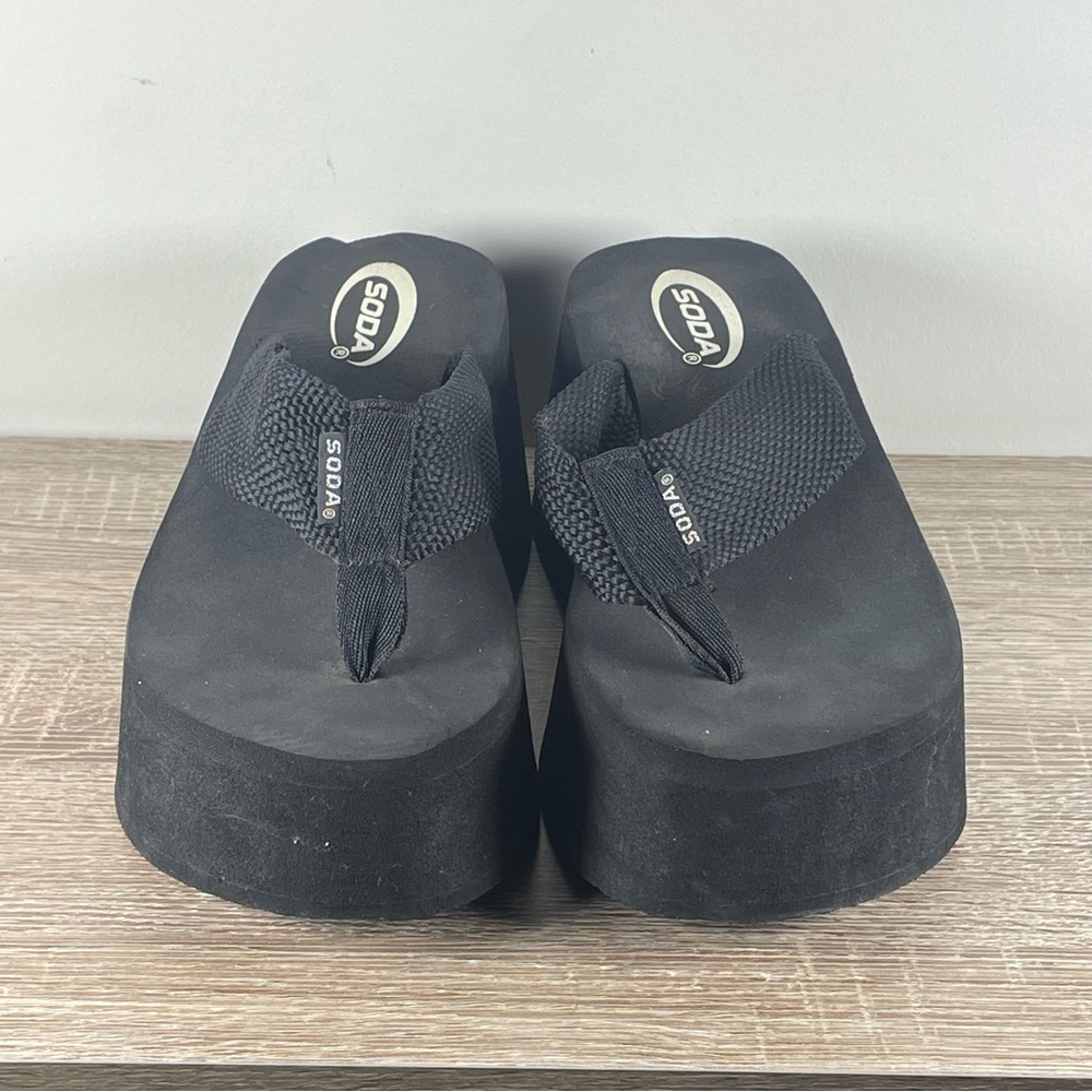 Y2K Original Soda Chunky Platform Flip Flops Wedge Thong Sandals - Size 8 - Picture 2 of 5